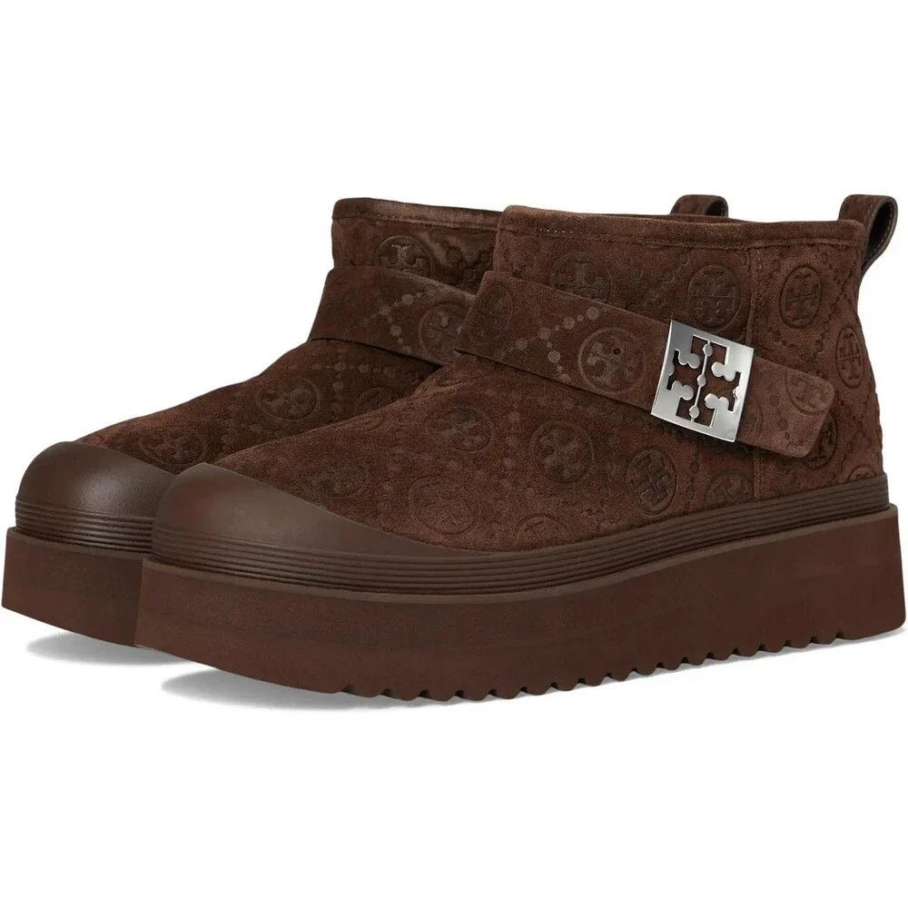 Tory Burch Women's Mellow Shearling Platform Boots NEW w/dustbag BROWN 8 $425